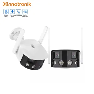 Innotronik 4MP双镜头广角180度WiFi户外子弹摄像机运动检测闭路电视安全摄像机系统