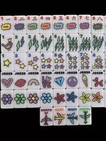 Élégant ensemble de Mahjong 160 tuiles, motifs colorés dessin animé, avion, lèvres, éclair, étoile, en acrylique lisse et résistant à l'usure à quatre couches, pour fête