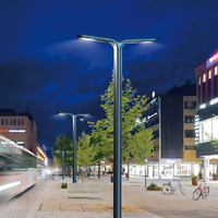 Lampe solaire LED pour rue et jardin, 30WX2, batterie 3.2V 60AH, lumière élégante et moderne, 6000K, PC aluminium, IP65, 1460X190MM