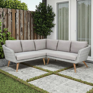 Divano <span class=keywords><strong>esterno</strong></span> di lusso moderno Set impermeabile vimini in Rattan con legno di Teak <span class=keywords><strong>per</strong></span> Patio giardino cortile soggiorno sala da pranzo Hotel Villa - Product Image 1
