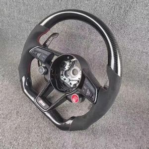 Volante Deportivo en Forma de D de Fibra de Carbono y Cuero para <span class=keywords><strong>Audi</strong></span> R8 TT Mk2/Mk3 B8 RS TTS TTRS RS3-7 <span class=keywords><strong>A3</strong></span>-A8 Q3-Q7 - Product Image 3