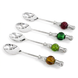 Ensemble de couverts élégants en acier inoxydable avec manches perlées en verre |   Cuillères, fourchettes et couteaux de qualité supérieure, fabricant et exportateur indien - Product Image 1