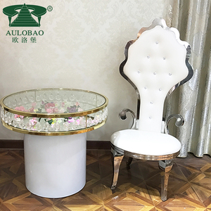 Chaises de trône de mariage en acier inoxydable argenté à dossier haut pour la mariée - Product Image 4