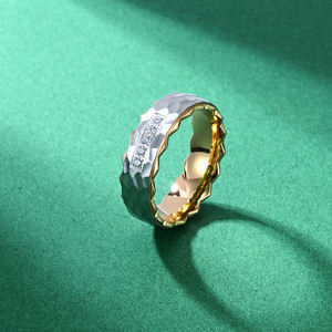 Alin 316L Edelstahl <span class=keywords><strong>Ring</strong></span> Personal isierte Anpassung Wave Edge Gold Schwarz Zirkon Herren Trau ringe - Product Image 3
