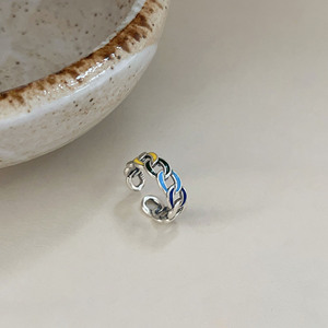 Silver Ruitai S925 Sterling Silver Colorful Cuban <b>Ring</b> Unisex <b>Open</b> Adjustable Hip Hop Everyday Wear - Product Image 2
