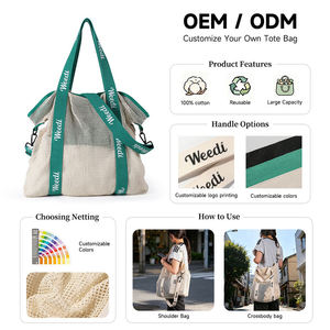 Wholesale Custom Logo Cotton Mesh Net <b>Bag</b> Reusable Foldable Durable Mesh Grocery Tote <b>Bag</b> for Shopping <b>Beach</b> Sustainable Pack - Product Image 2