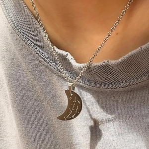 Collana Jietao personalizzata con incisione <span class=keywords><strong>a</strong></span> luna, catena <span class=keywords><strong>a</strong></span> serpente in acciaio inossidabile, ciondolo <span class=keywords><strong>a</strong></span> mezzaluna, gioiello romantico resistente all'ossidazione - Product Image 4