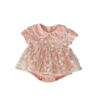 Engepapa Baby Zomer Nieuwe Babykleding Meisjes Bloemrijk Kant Katoen Baby Rompertje Korte Mouwen