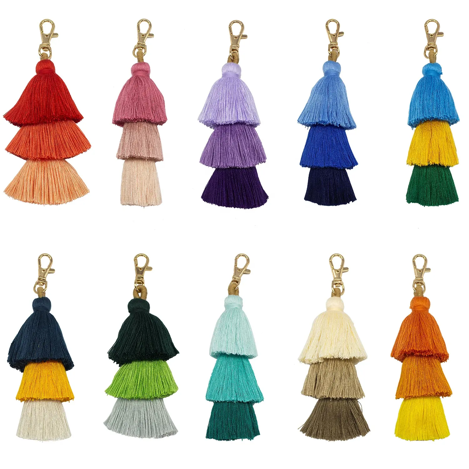 16cm Popular Cotton Tassel Bag Pendant Tassel Keychain Accessories Lobster Bracelet Keychain Accessories