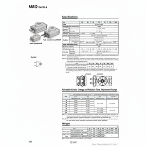 MSQB100R แบบจำลองโต๊ะหมุนนิวเมติก SMC - Product Image 1