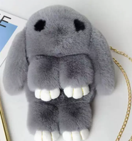 Sac à dos en peluche lapin de dessin animé avec pompons en fourrure moelleuse, promotionnel pour femmes, Noël