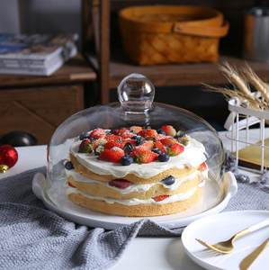 Motif de marbre Dessert Plateau Avec En Verre/Antipoussière Couvercle En Verre Essayer de Manger Plaque Dôme De Gâteau En Verre - Product Image 2