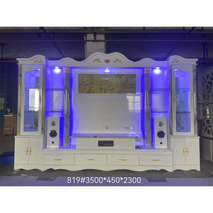 Set di Mobili di Lusso in Legno, Tavolino da Salotto Nero con Specchio Dorato, Illuminazione LED, Ultimo Design di Mobile Porta TV - Product Image 4