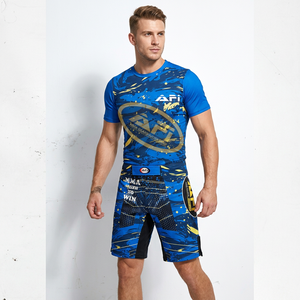 Shorts MMA unisexes AERO jaunes, impression par sublimation, évacuation de l'humidité, séchage rapide, respirant, coupe régulière pour les arts martiaux mixtes, 100% - Product Image 5