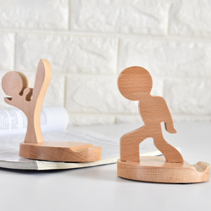 Wooden Desktop Phone <b>Stand</b> <b>Tablet</b> Holder Creative Figure Design <b>For</b> Home Office Use - Product Image 3