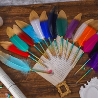 Stylo à plume rétro britannique à dégradé de couleurs pour étudiants, stylo créatif pour les fêtes, papeterie de Noël, emballage simple