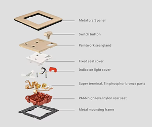 AULMO CRACK FRAME + PC FACEPLATE HOUSEUSE Thiết Kế Sang Trọng 15A 1 GANG SWITCH + Ổ Cắm Có NEON - Product Image 3