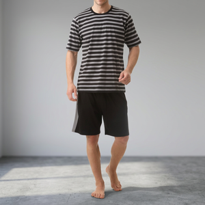 Conjunto de Pijama Corto Informal para Hombre, Cómodo y Transpirable, 100% Algodón, Tejido de Punto Jersey Teñido con Hilo - Product Image 3