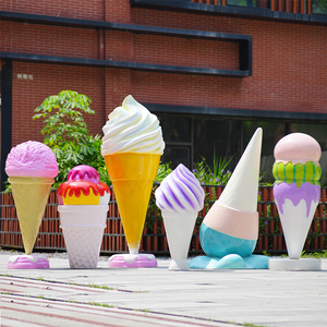 All'aperto grande gradiente pastello cono gelato scultura in vetroresina per negozio di dolci centro commerciale e zona panoramica decorazione statua Display - Product Image 1