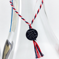 Étiquettes de scellement en plastique style sceau de cire vintage avec cordon en coton torsadé tricolore pour l'emballage de bouteilles de vin et de parfum