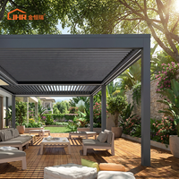 Petite pergola de jardin avec auvent rétractable, pergola en métal de 13 pieds, gazebo en aluminium, pavillon extérieur 3x3m