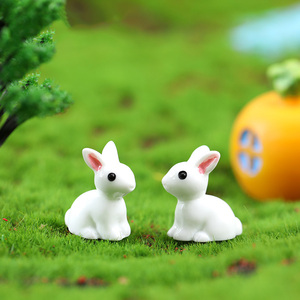 Moss Landscape Miniature Rabbit Figurines Kids Toys Easter Bunny Resin Rabbits for Garden Potted Plant Cake Decoration