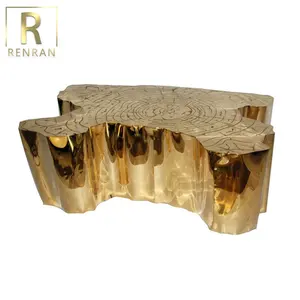 Italian luxury design high quality stainless steel gold coffee table living room furniture