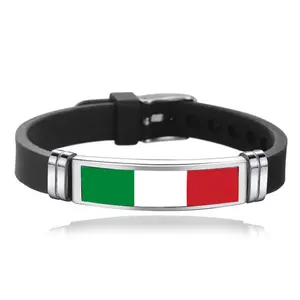 Bracelet drapeau personnalisé Top 24 équipes Italie Espagne Portugal Angleterre, bracelet en caoutchouc silicone drapeau des pays nationaux