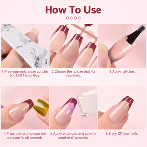 Uñas Postizas Sin Rastro, 150 Piezas, Pre-fabricadas, Francesas, 3 en 1, Puntas de Uñas de Gel Acrílico Suave, Cobertura Completa - Product Image 4