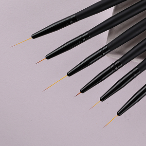Wood Handle Fine Liner Nail Art Brush <b>Set</b> <b>Crimped</b> Nylon Hair 6-24mm Thin Line Gel Painting Brushes - Product Image 5