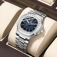 Montre à quartz pour homme POEDAGAR 925 de luxe, bracelet en acier inoxydable carré, cadran bleu ultra fin, étanche, lumineuse