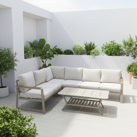 Luxury aluminum L shaped outdoor sofa set for wholesale patio programs