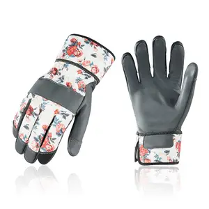 Women Leather Thorn Proof Floral Gardening Working Gloves for Weeding, Digging, Planting, Fishing