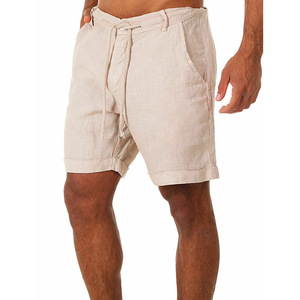 JL0512C High Quality 100% <strong>Linen</strong> <strong>Shorts</strong> <strong>Men</strong> Plus Size Plain <strong>White</strong> <strong>Shorts</strong> Solid Color Custom LOGO <strong>Men's</strong> Casual <strong>Shorts</strong> - Product Image 4