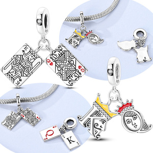 MULA Originale Ciondolo <span class=keywords><strong>Charm</strong></span> in Argento Sterling 925 con Zirconi a Forma di Re e Regina per Bracciale/Collana, Accessori Fai-da-Te, Regalo - Product Image 1