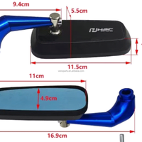 Rétroviseurs latéraux carrés universels en aluminium WANOU pour moto
