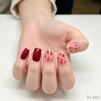 Vente en gros de faux ongles en ABS personnalisés, motif léopard rouge, forme carrée courte, pré-conçus, qualité salon, 24 pièces