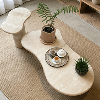 Table basse en pierre de travertin naturel pour salon et chambre, table à thé en marbre, table en pierre haut de gamme design créatif pour la maison