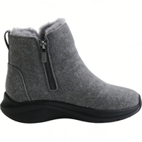 Vente en gros OEM/ODM – Bottes de neige souples imperméables grises en feutre de laine avec fermeture éclair latérale – Chaussures d'hiver chaudes avec doublure en fourrure – Logo et style personnalisés