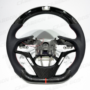 Volante de Fibra de Carbono Negra Real con Pantalla LED para <span class=keywords><strong>Hyundai</strong></span> Genesis Coupe, Costuras Personalizables para Genesis Coupe - Product Image 1