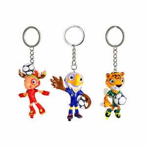 Ensemble de porte-clés de football de dessin animé <span class=keywords><strong>FIFA</strong></span>, 3 pièces, mascotte animale, porte-clés en PVC, souvenir de football pour les fans des États-Unis, du Canada et du Mexique, porte-clés animaux - Product Image 5