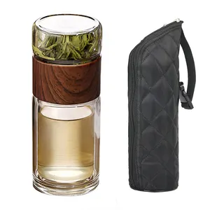 CHUFENG Tea Master Separation High Quality Borosilicate Glass Water Bottle Double Wall Anti Scalding Office Tumbler