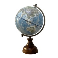 Globe terrestre de style vintage avec cadre en bois et métal, papier 17x14.5x25.5cm, décoration de bureau éducative, certifié CE, cadeau