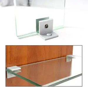 No Drilling Aluminum Alloy Wall Mount Board Acrylic Clip Shelf Support Bracket Glass Holder