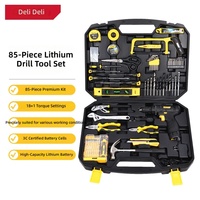 Outils Deli DL1085L, perceuse à main rechargeable, perceuse au lithium, boîte à outils multifonctionnelle pour la maison, ensemble de 85 pièces