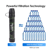 Paille filtre à eau portable Exroad pour purifier l'eau potable pour un accessoire de survie pour la randonnée, le camping et le voyage