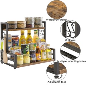 Étagère à <span class=keywords><strong>épices</strong></span> pliante en bois à 4 niveaux avec design étagé, organisateur de cuisine sur pied, étagère de <span class=keywords><strong>rangement</strong></span> pour comptoir, <span class=keywords><strong>placard</strong></span> - Product Image 5