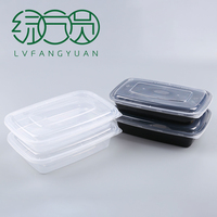 Boîtes à lunch jetables en plastique de style américain 750 ml et 1000 ml avec couvercles anti-fuite, compatibles micro-ondes pour plats à emporter