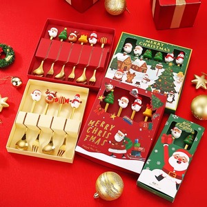 Eco Friendly Stainless Steel <b>Christmas</b> Spoon Fork Gift Set Creative Holiday Tableware Gift Dessert Utensils Mirror Finish - Product Image 1