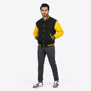 Customized <b>Men's</b> 100% Wool Varsity <b>Jacket</b> Casual Letterman Baseball Design with <b>Leather</b> CollegeBaseballjacket for <b>men</b> - Product Image 1